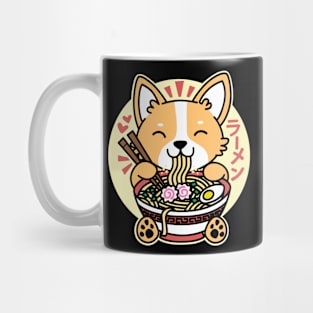 Corgi Eating Ramen Cute Kawaii Noodles Mug